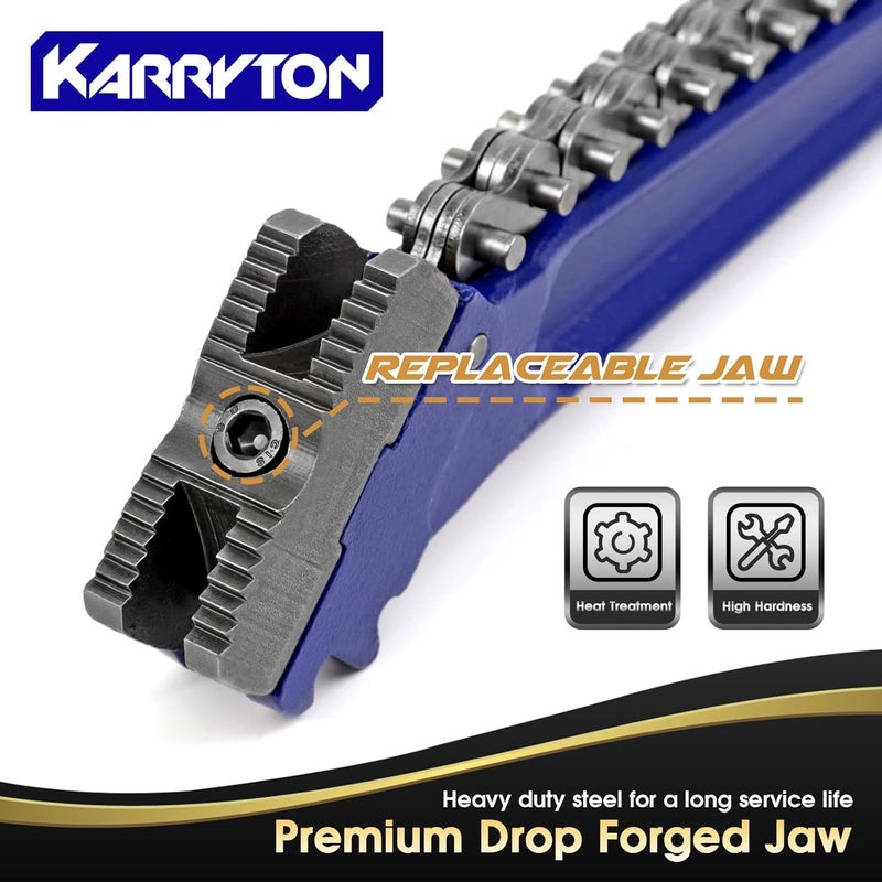 KARRYTON 14" Chain Pipe Wrench 2" - 5" Pipe Diameters, 18.5" Chain Length Max Breaking Load 5500Lbs, Heavy Duty Plumbing Tool for Pipe Installation, Oil Fields Operations and Maintenance - Image 3